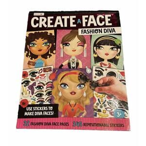 Bendon Fashion Diva Create-A-Face Sticker Pad Art Project at Home Kids READ NOTE